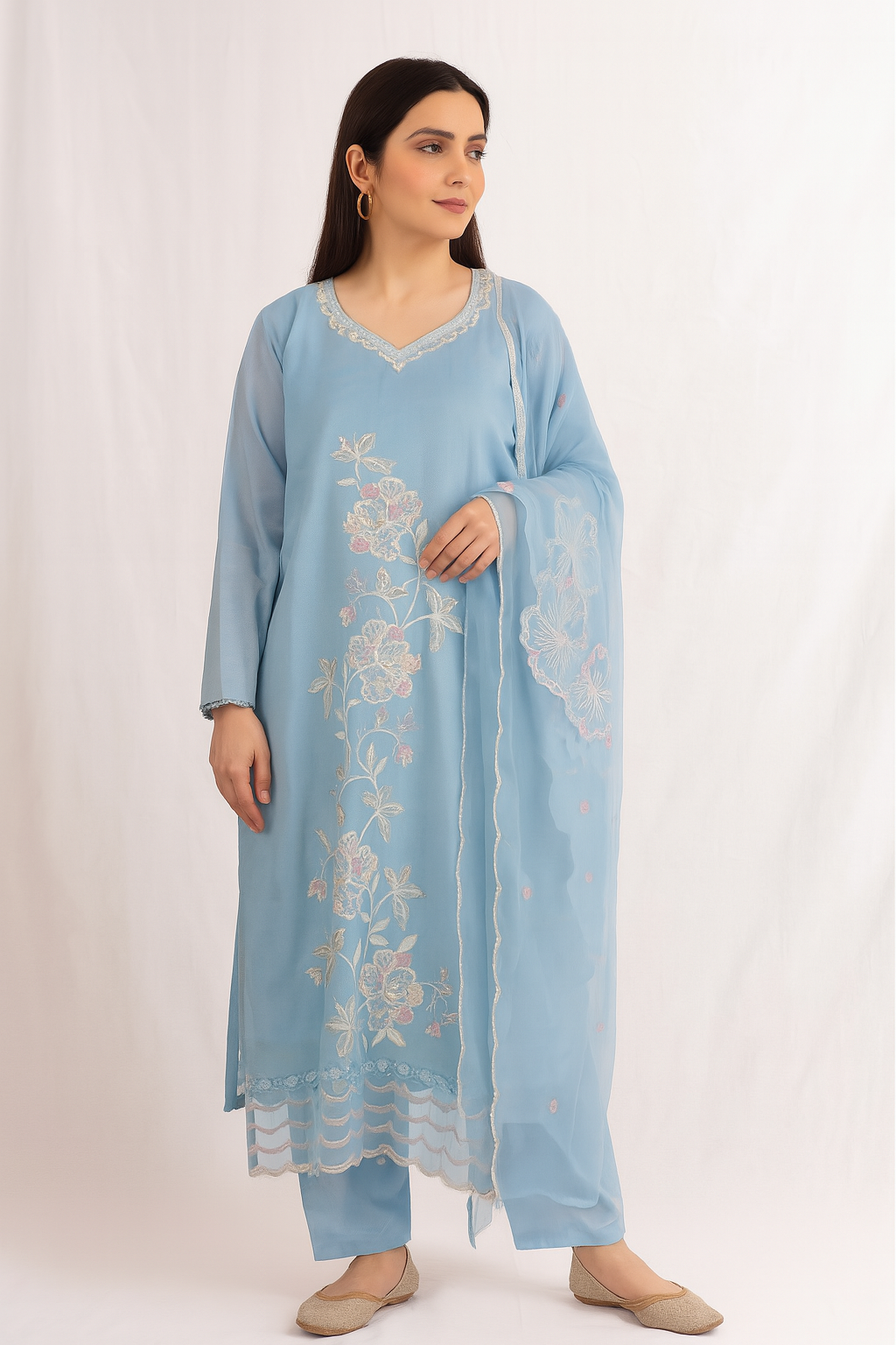 Sabeen - Sky Blush - Premium Ethnic Wear | Hamnaas Outlet